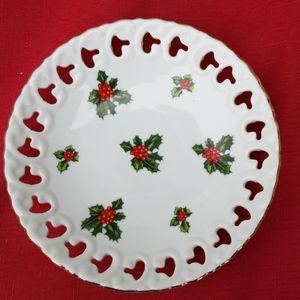 Vintage Lefton China Christmas Holly Plate